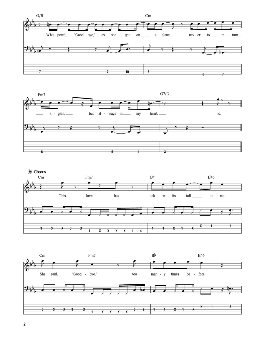 This Love Bass Guitar Tablature scores gallery preview page 2