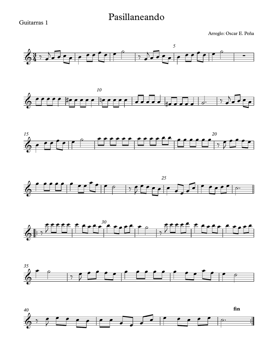 Pasillaneando Guitar scores gallery preview page 4