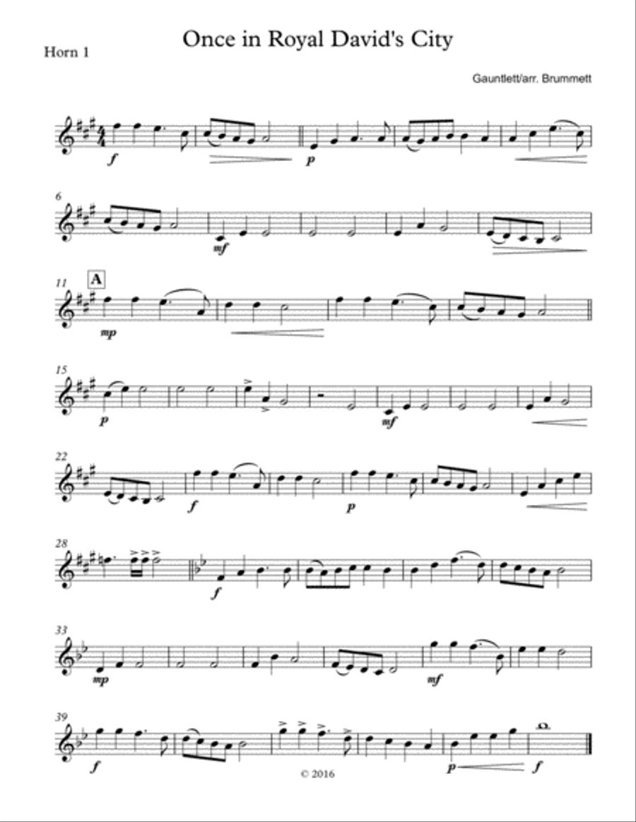Once in Royal David's City Brass Ensemble scores gallery preview page 1