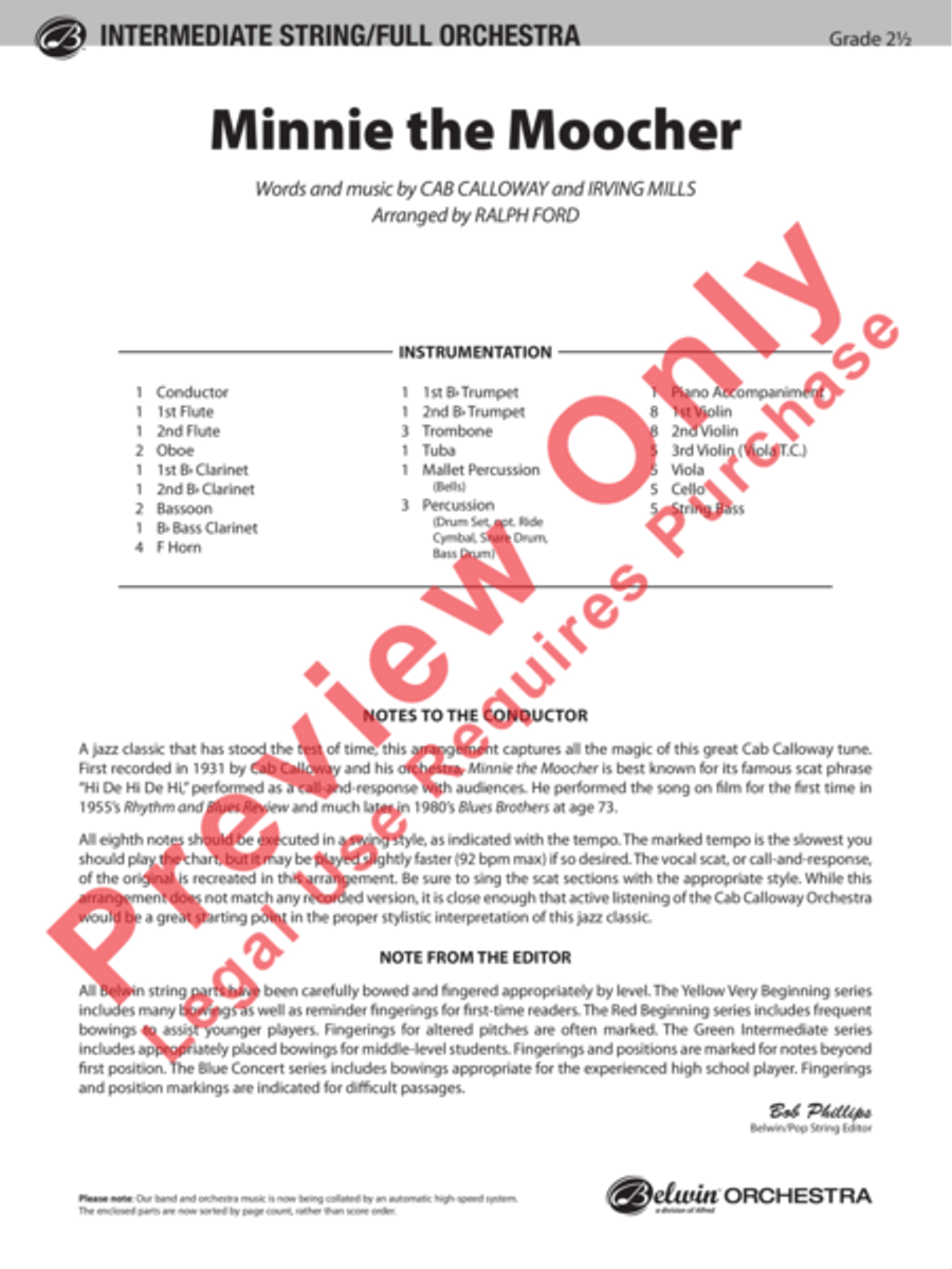 Minnie the Moocher Full Orchestra scores gallery preview page 2