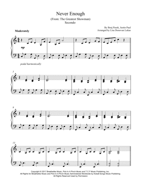 Never Enough (from The Greatest Showman) - for Elementary Piano with Teacher Duet image number null