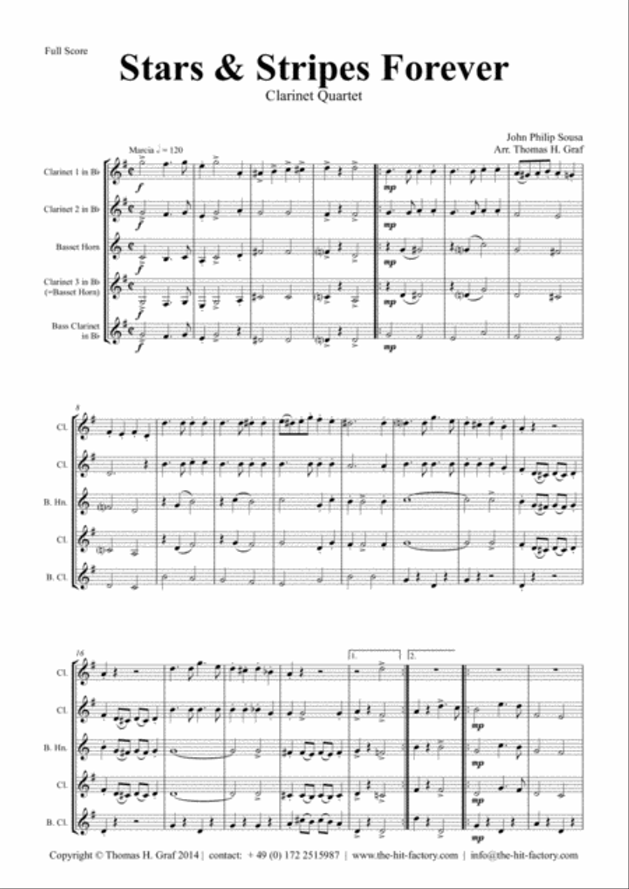 Stars and Stripes forever - Sousa - Clarinet Quartet Clarinet Quartet scores gallery preview page 2