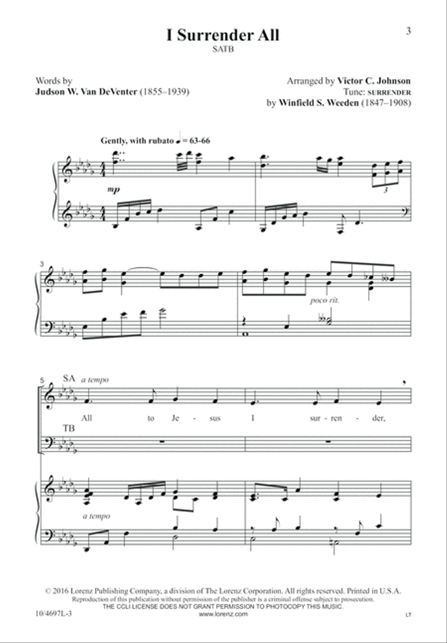 I Surrender All 4-Part scores gallery preview page 3