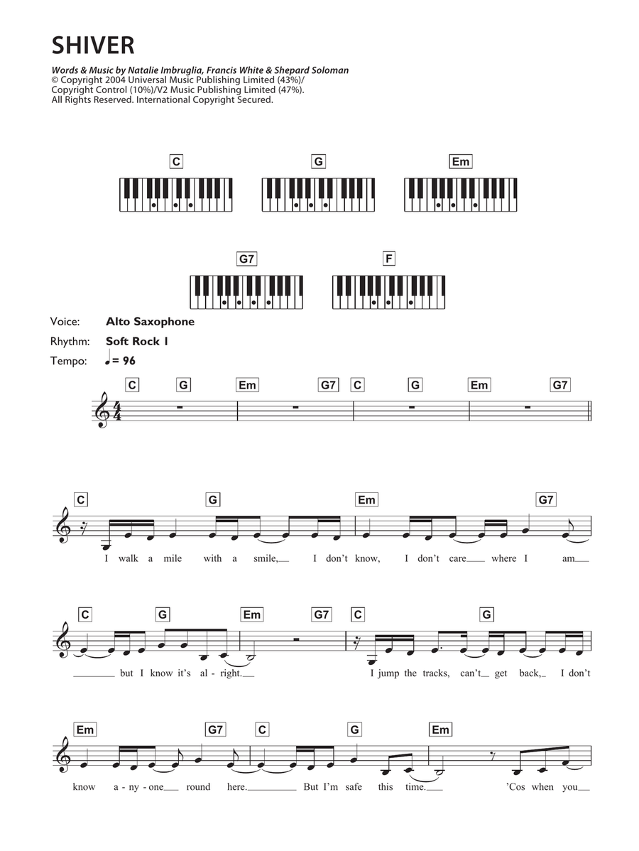 Shiver Piano Solo scores gallery preview page 1