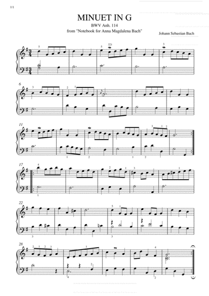 JS bach-Minuet in G major, BWV Anh 114( Original Complete Version) image number null