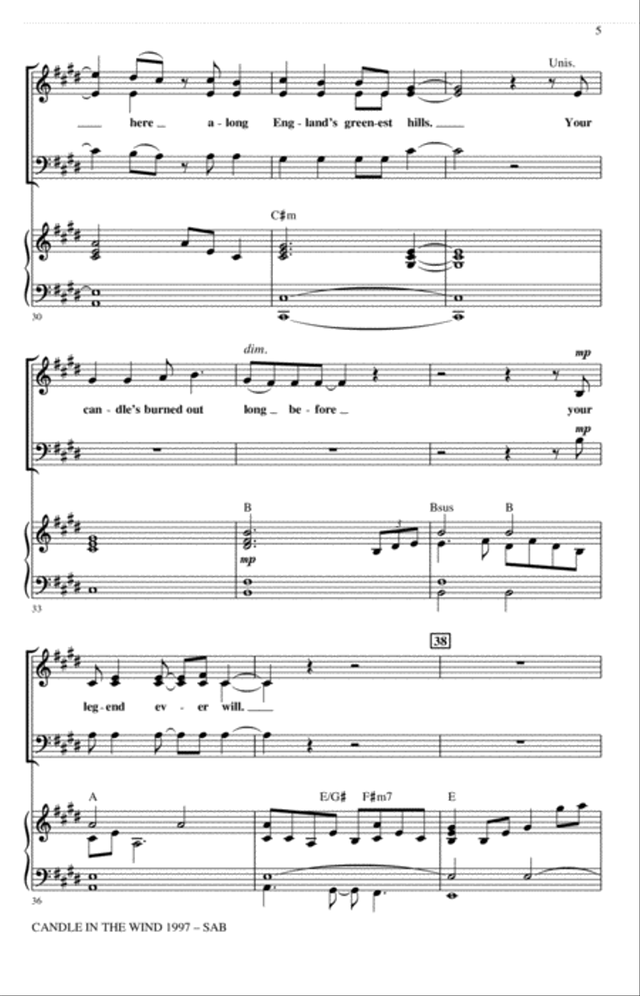 Candle In The Wind (arr. Ed Lojeski) 3-Part scores gallery preview page 4