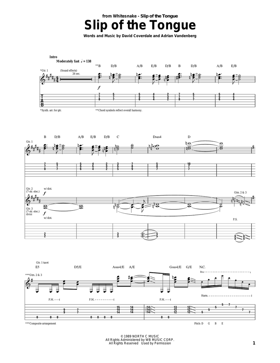 Slip Of The Tongue Acoustic Guitar scores gallery preview page 1