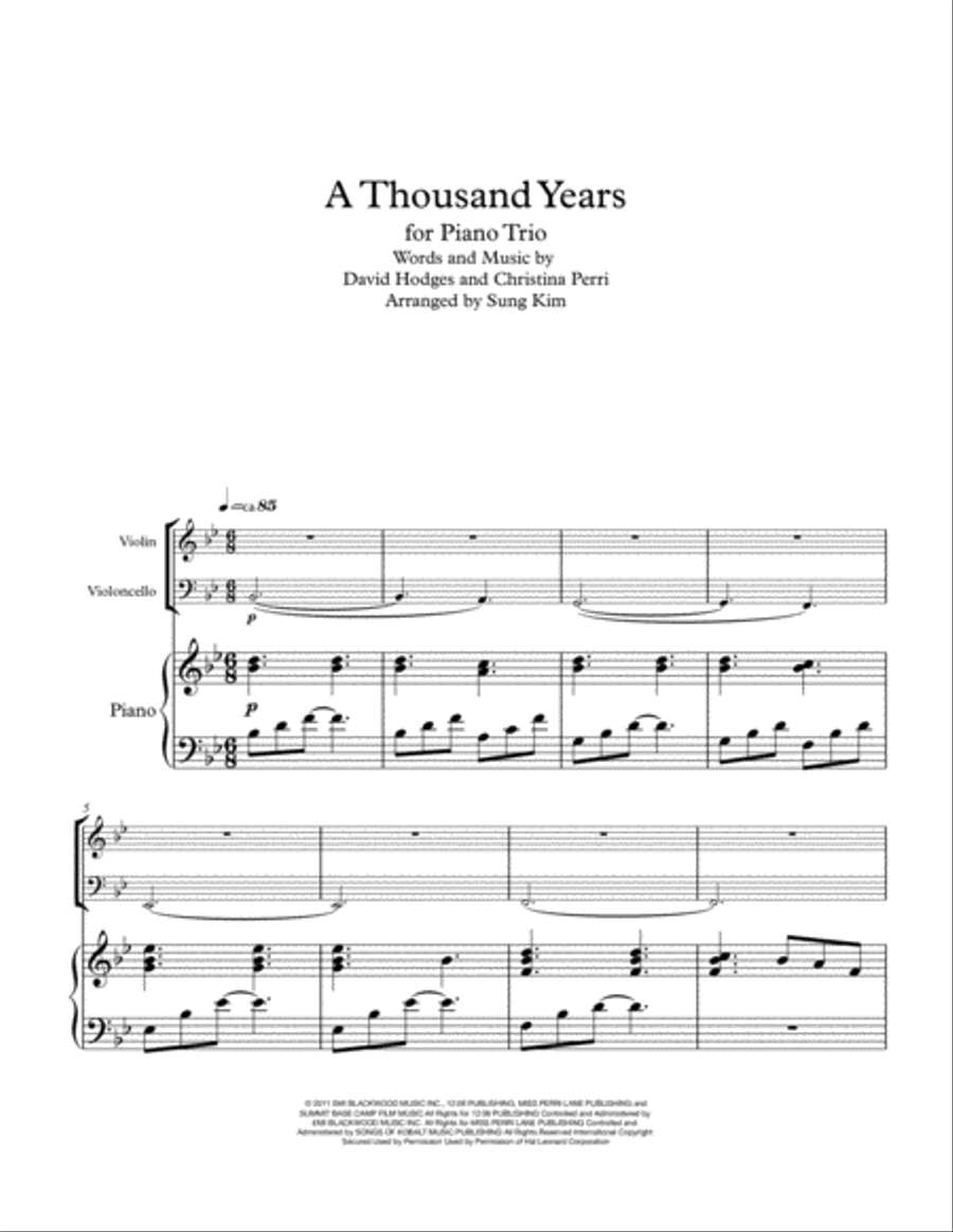 A Thousand Years Piano Trio scores gallery preview page 2