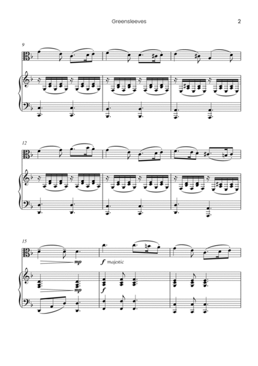 Greensleeves - for solo viola and piano accompaniment (Easy) image number null