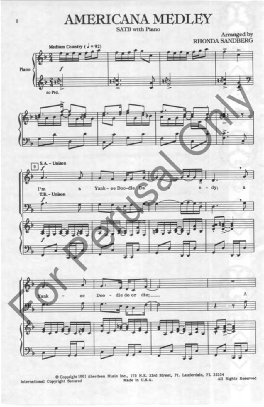 Americana Medley Americana Medley 4-Part scores gallery preview page 2