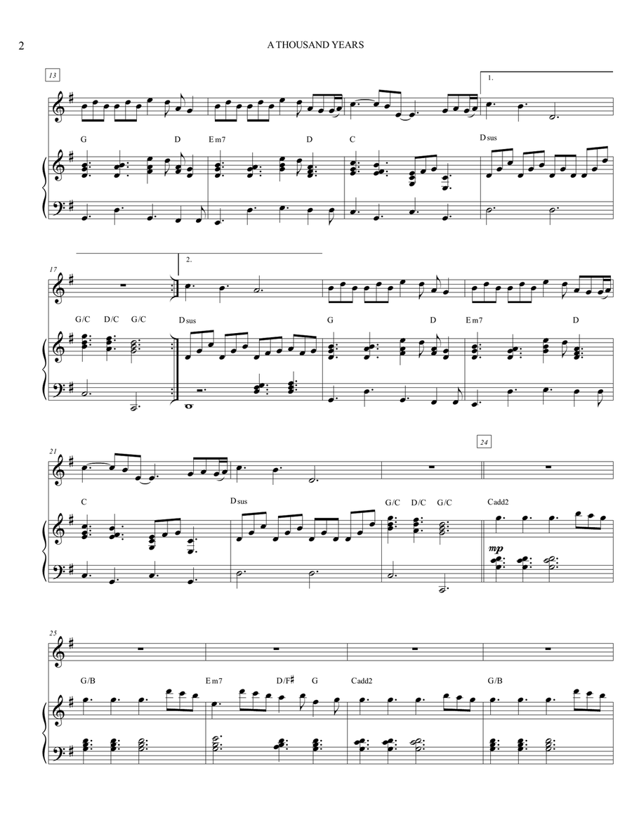 A Thousand Years Violin Solo scores gallery preview page 3