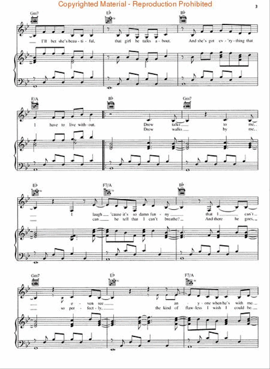 Teardrops on My Guitar Piano, Vocal, Guitar scores gallery preview page 3