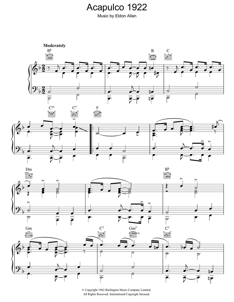 Acapulco 1922 Piano Solo scores gallery preview page 1