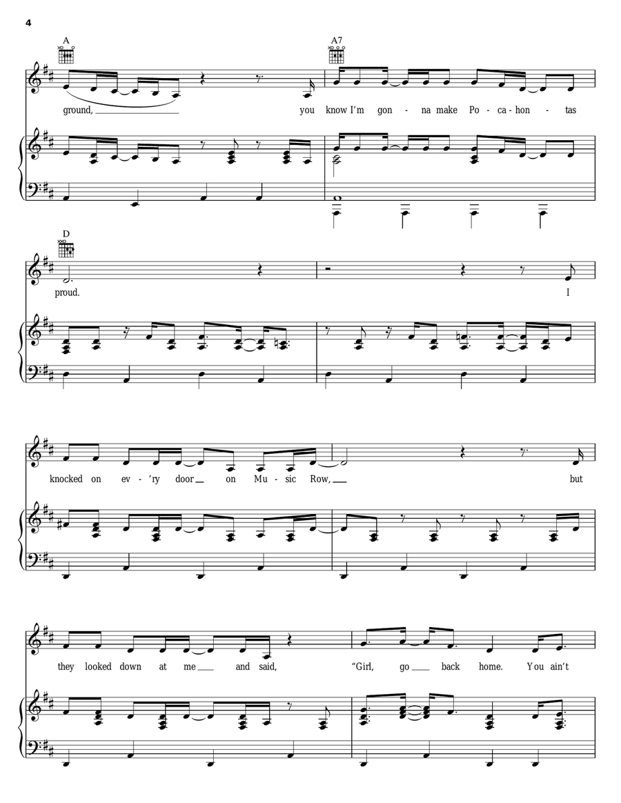 Pocahontas Proud Pocahontas Proud Piano, Vocal, Guitar scores gallery preview page 4