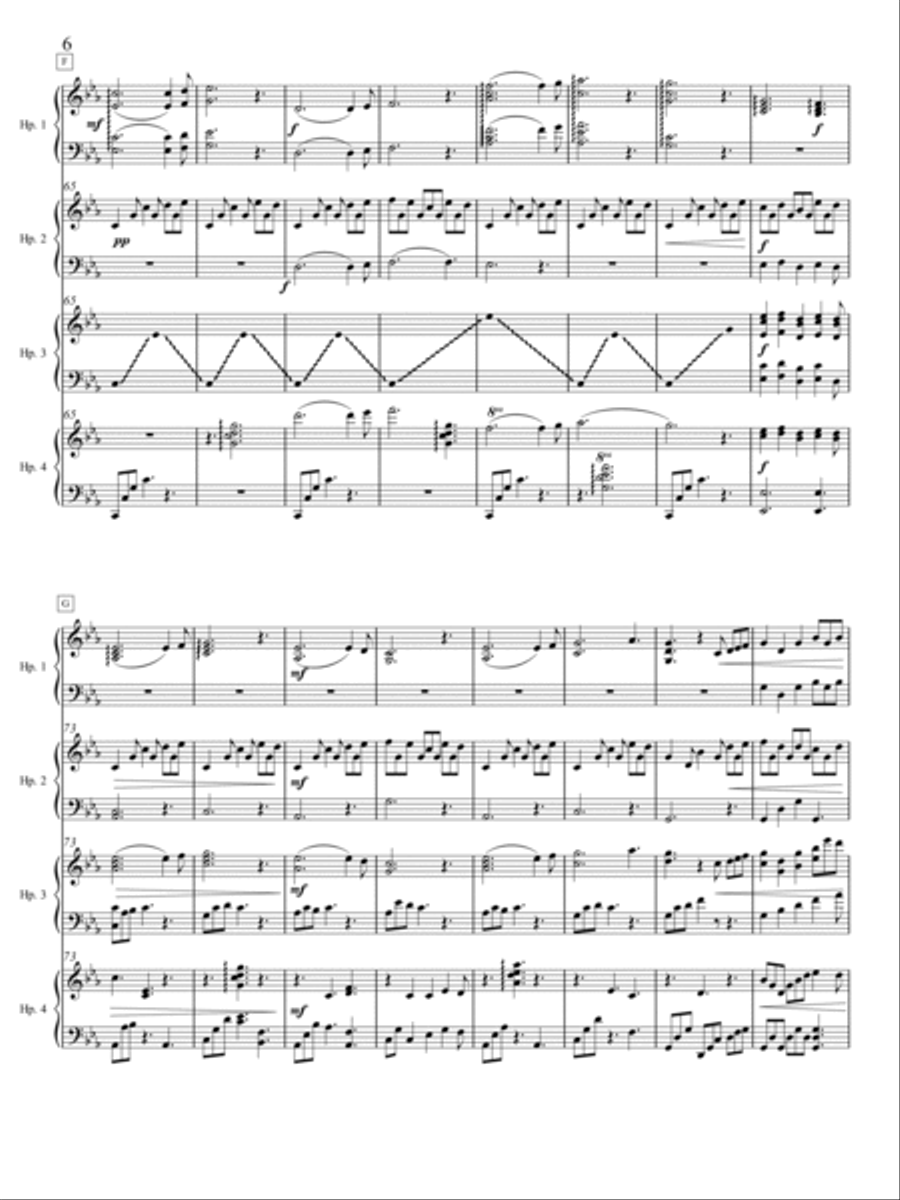 Black Hounds of Cŵn Annwn for Harp Ensemble (C minor) - Score Only Harp scores gallery preview page 6