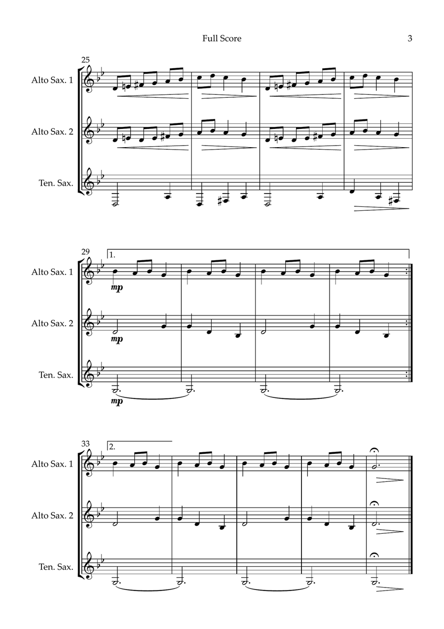 Carol of the Bells (Christmas Song) for Saxophone Trio Woodwind Trio scores gallery preview page 3