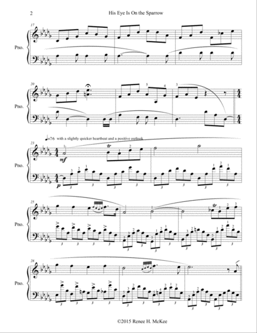 His Eye Is On the Sparrow with excerpts from Chopin's Fantasie Improptu Piano Solo scores gallery preview page 2