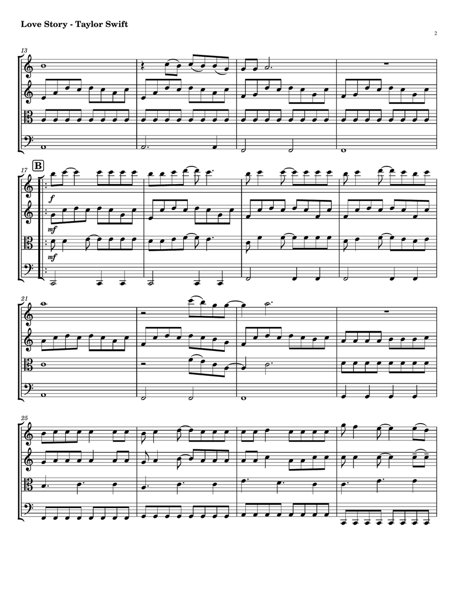 Love Story String Quartet scores gallery preview page 2