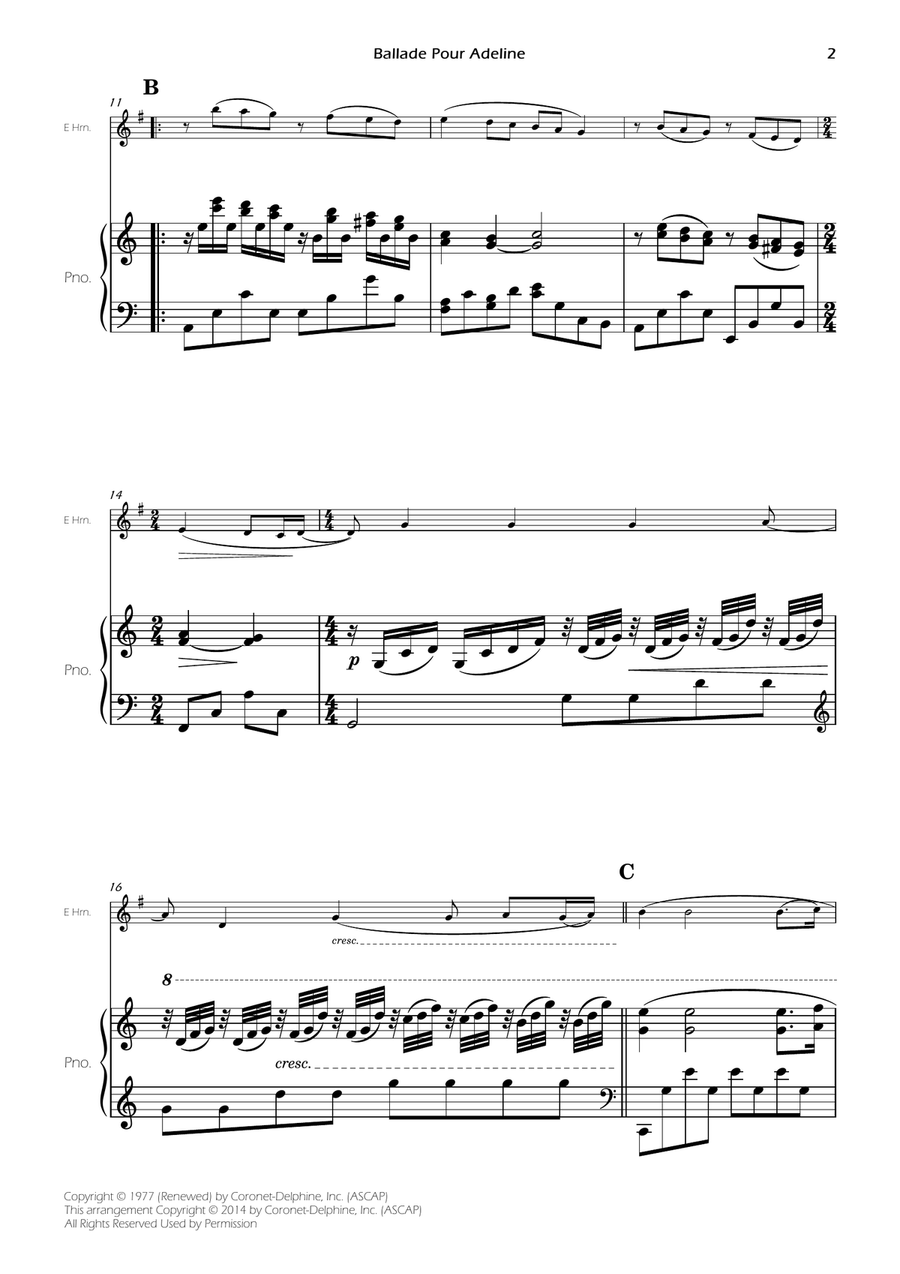 Ballade Pour Adeline Ballade Pour Adeline English Horn scores gallery preview page 4