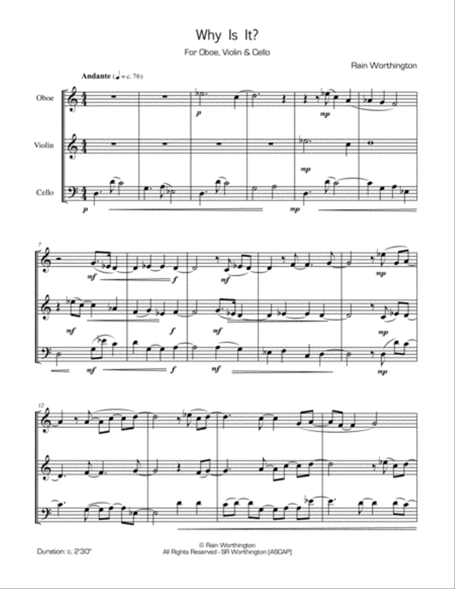Why Is It? - for ob, vln, vc Small Ensemble scores gallery preview page 2