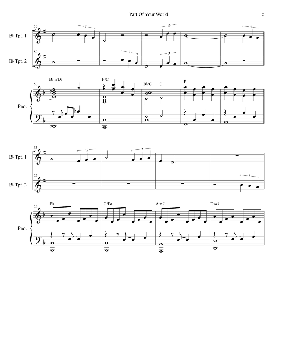 Part Of Your World Trumpet Duet scores gallery preview page 5