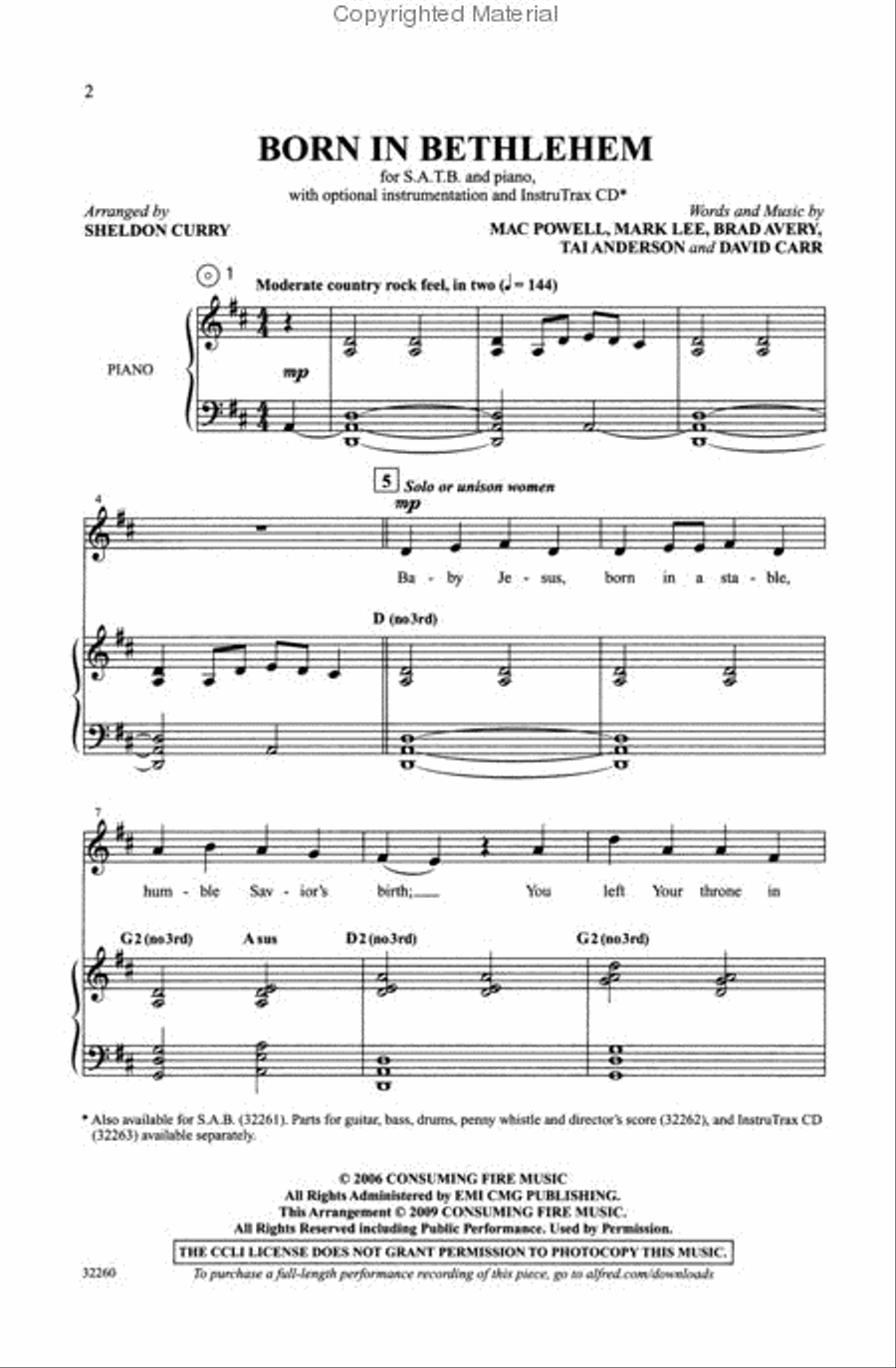 Born in Bethlehem 4-Part scores gallery preview page 2