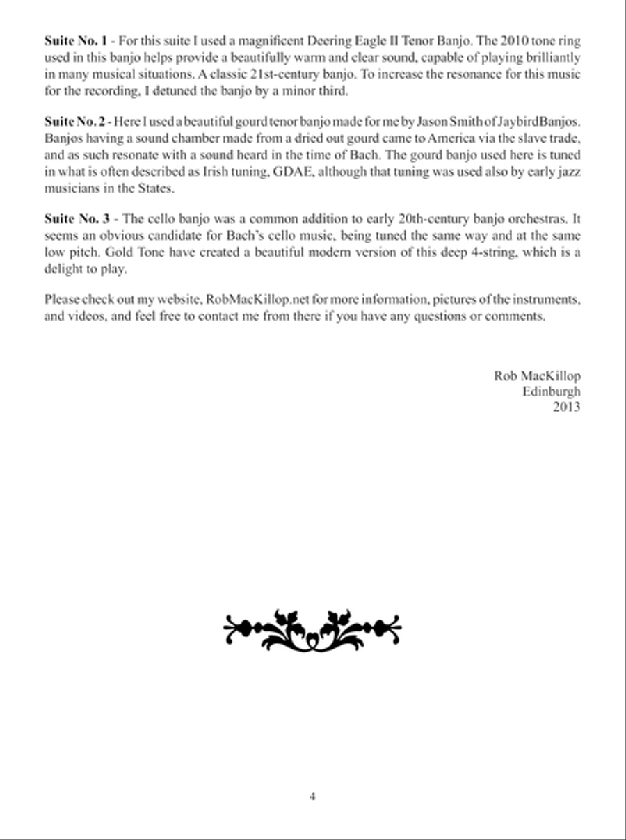Bach's Cello Suites I-III Arranged for Tenor Banjo Cello scores gallery preview page 5