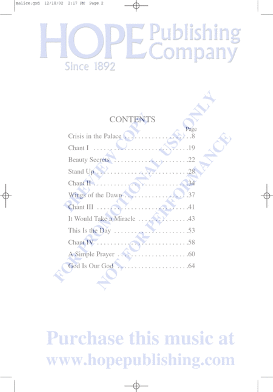 Malice in the Palace Unison Choir scores gallery preview page 2