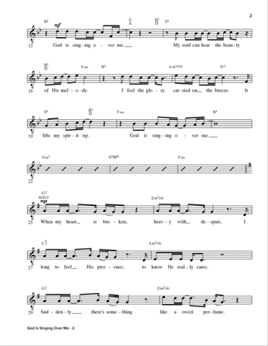 God Is Singing Over Me (arr. Bradley Knight) Piano scores gallery preview page 2