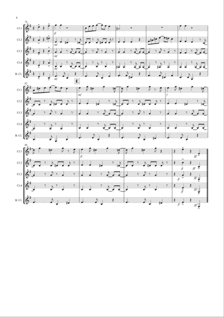 Burnie's Bossa for Clarinet Quintet Clarinet Quintet scores gallery preview page 4