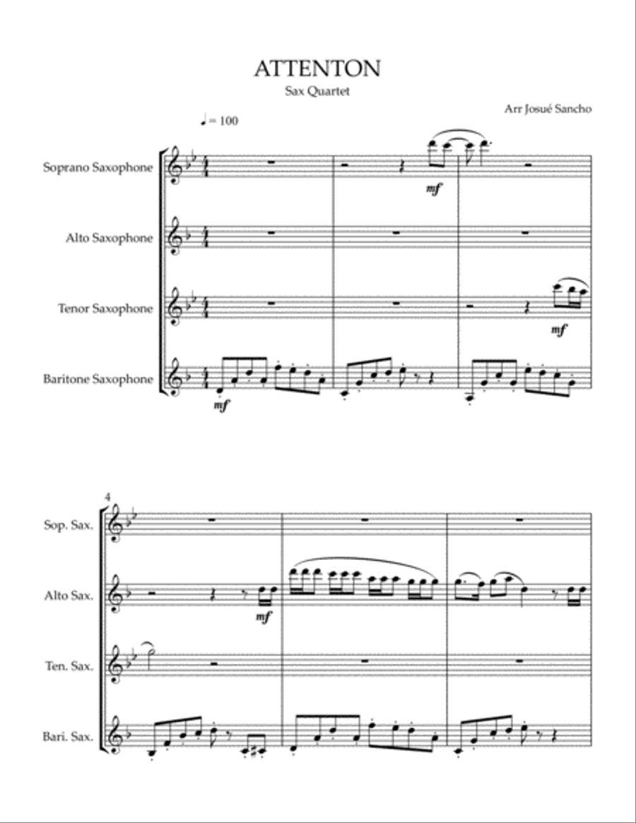 Attention Attention Woodwind Quartet scores gallery preview page 2