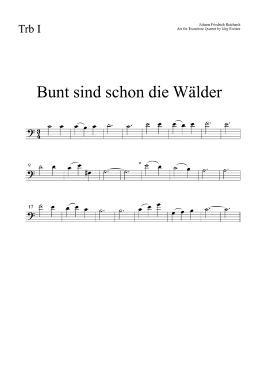 Bunt sind schon die Wälder für Posaunenquartett Brass Quartet scores gallery preview page 3