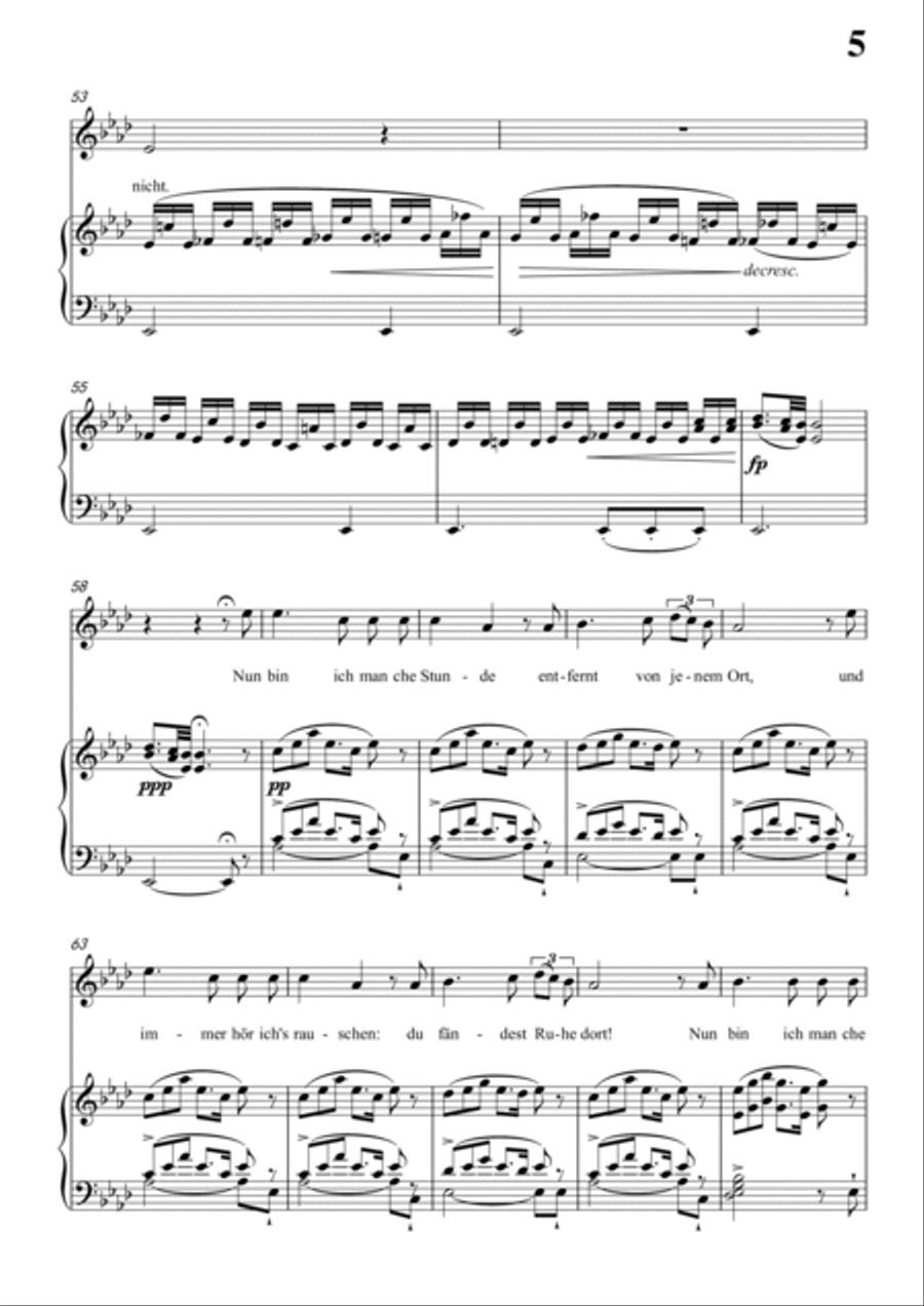 Schubert-Der Lindenbaum,Op.89,No.5 in bA for Vocal and Piano Voice scores gallery preview page 6