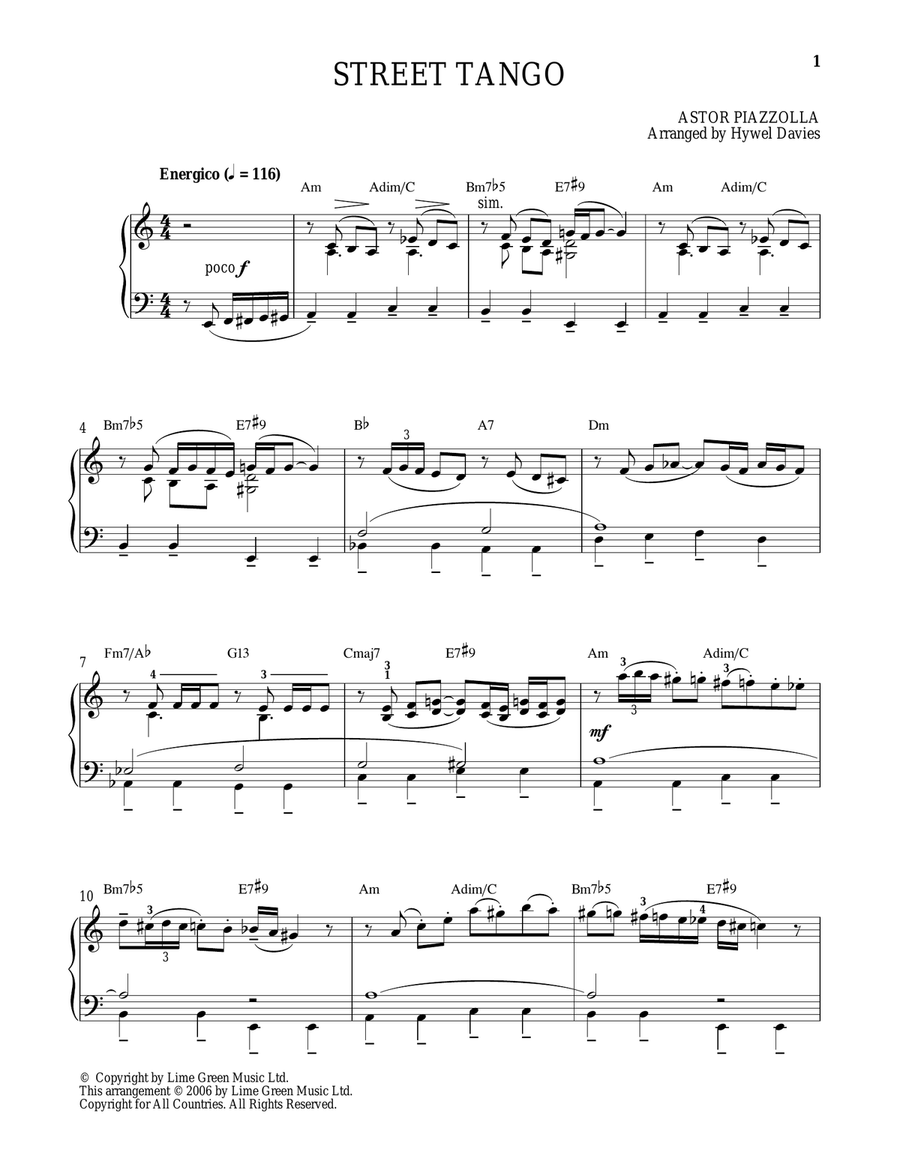 Street Tango Piano Solo scores gallery preview page 1