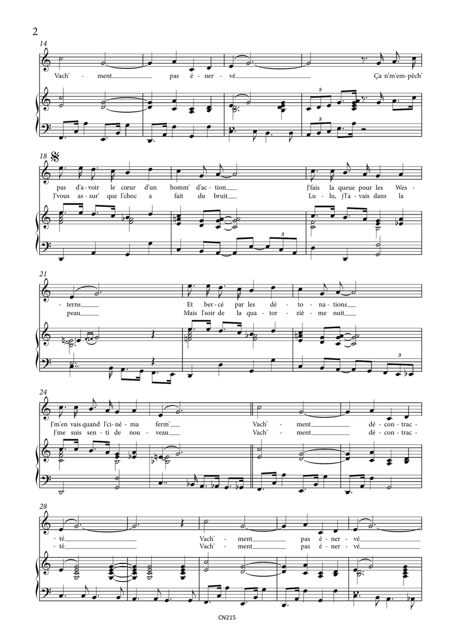 Vachement Decontracte Vachement Decontracte Piano, Vocal scores gallery preview page 2