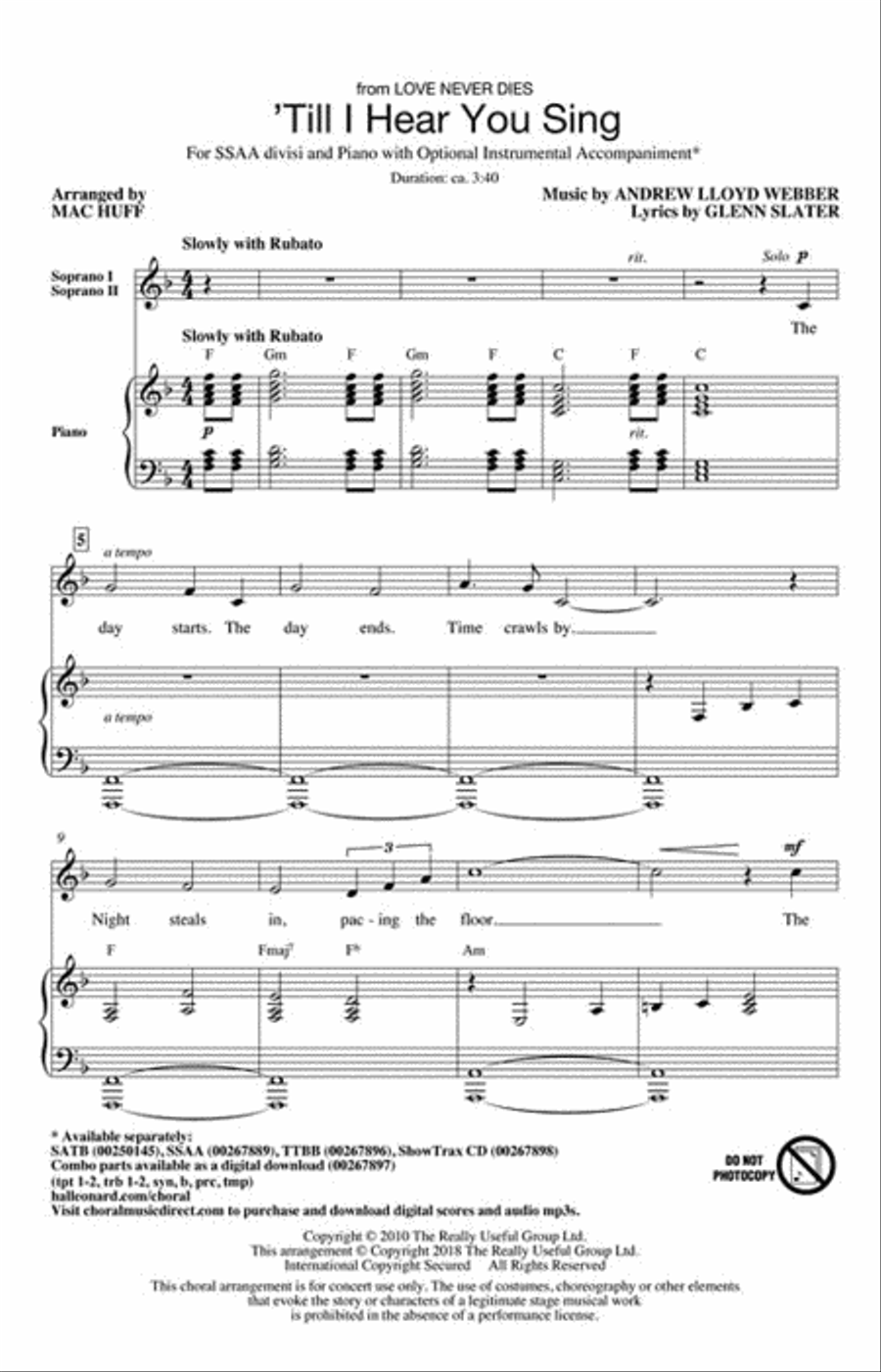 'Till I Hear You Sing SSAA scores gallery preview page 2