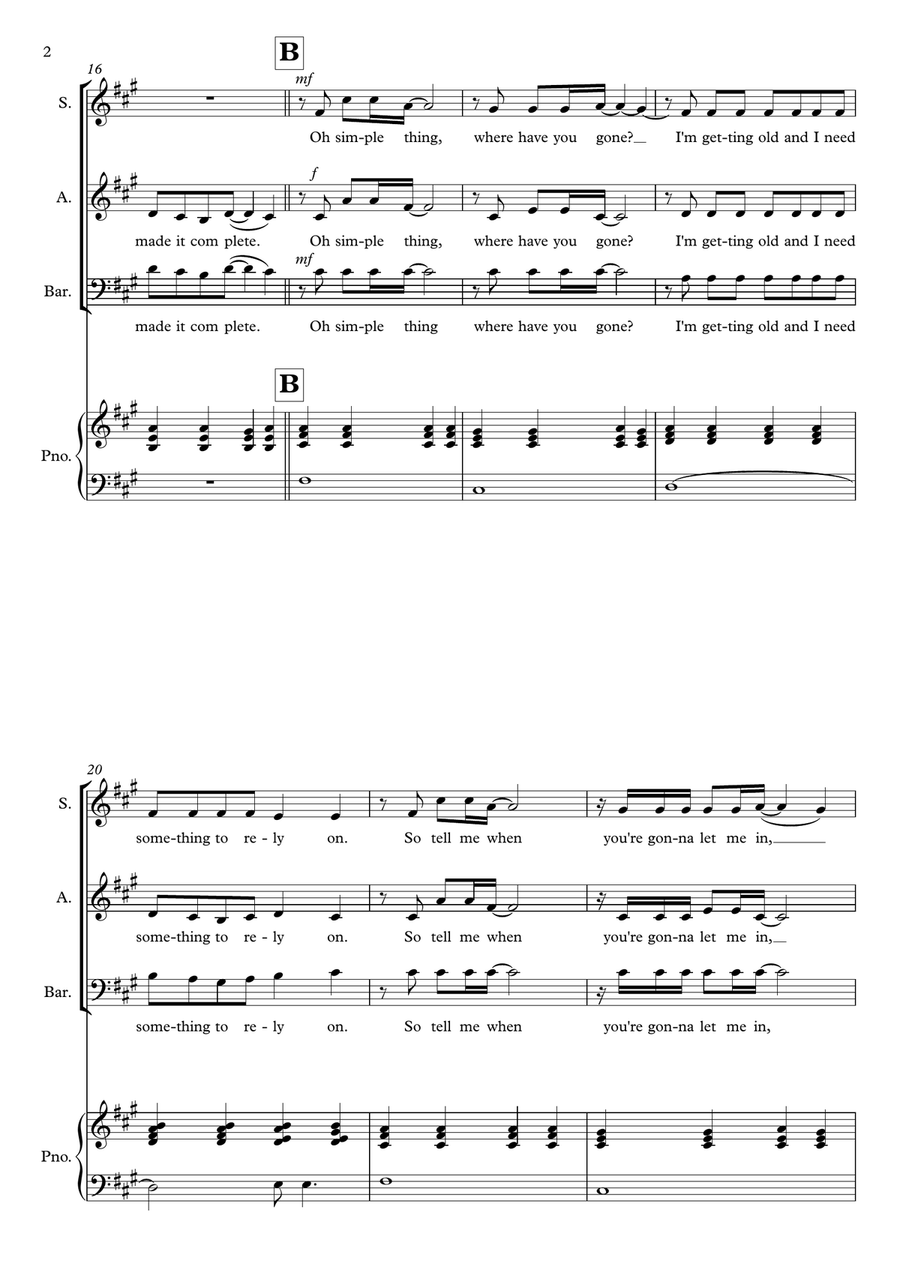 Somewhere Only We Know 3-Part scores gallery preview page 2