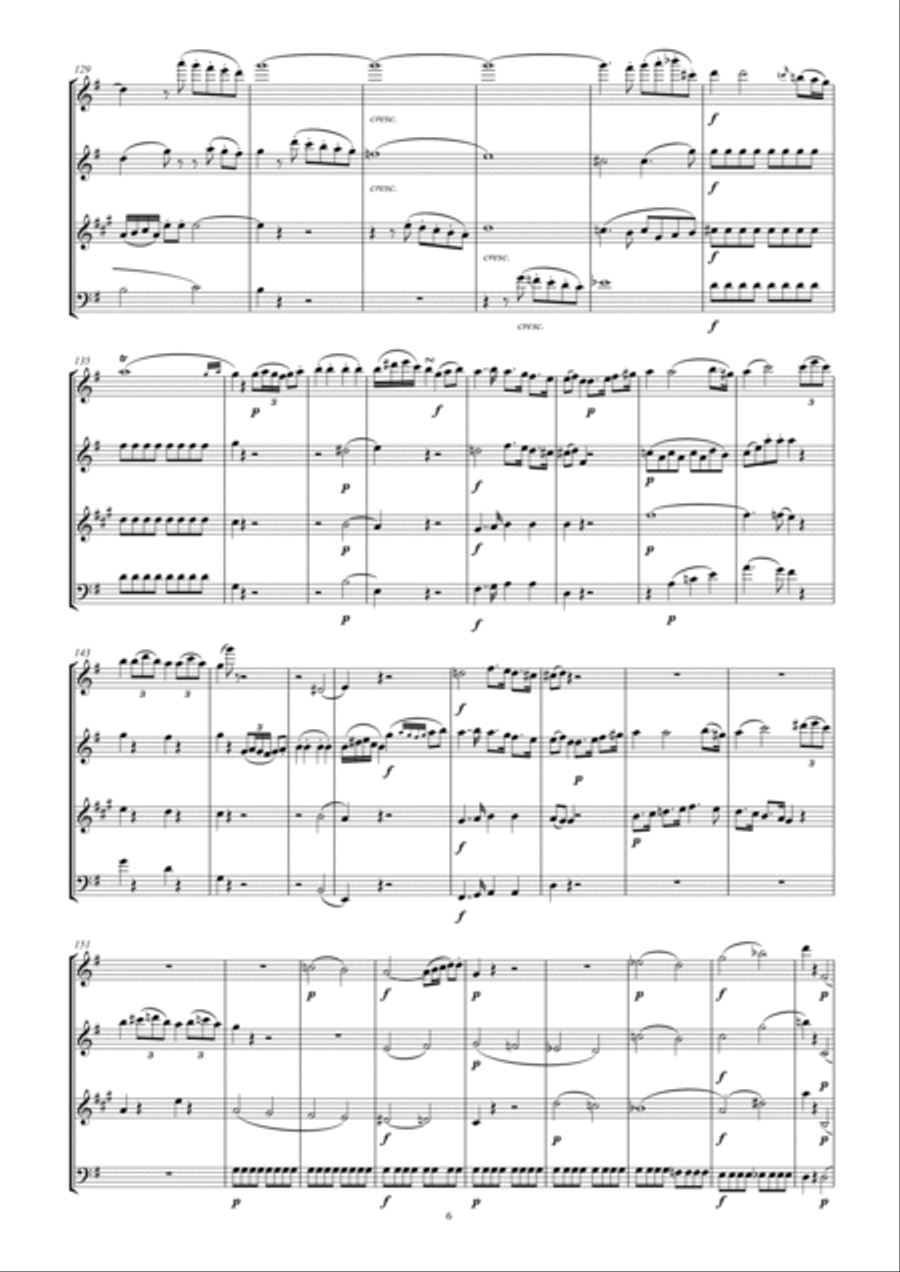 Mozart Quartet No. 16 K. 428 arr. Woodwind Quartet Woodwind Quartet scores gallery preview page 6