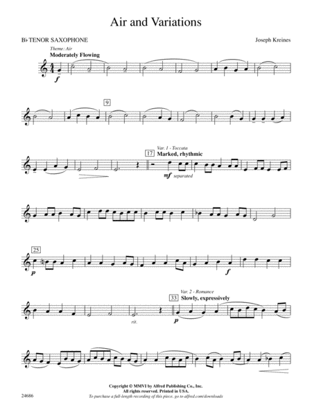 Air and Variations: B-flat Tenor Saxophone