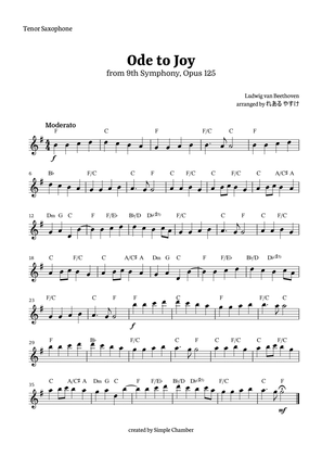 Ode to Joy for Tenor Saxophone Solo by Beethoven Opus 125
