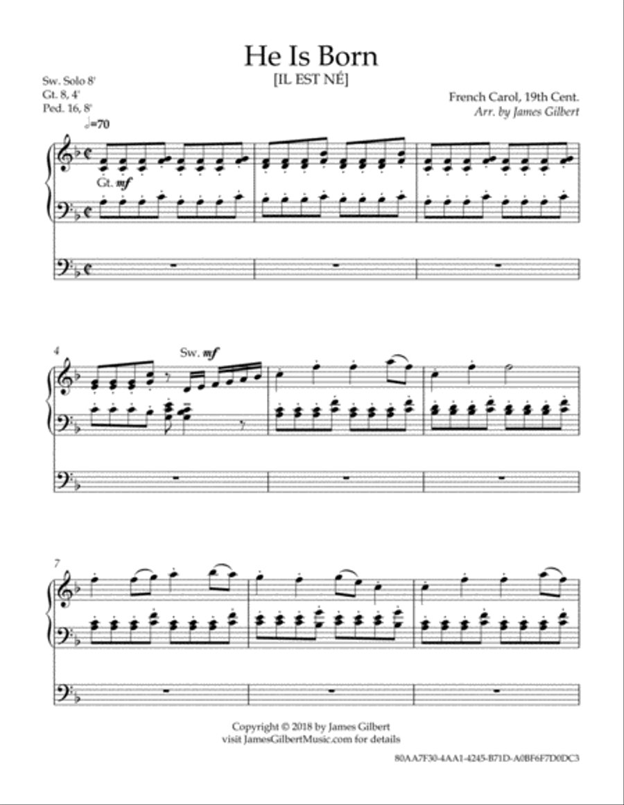 He Is Born He Is Born Organ Solo scores gallery preview page 2