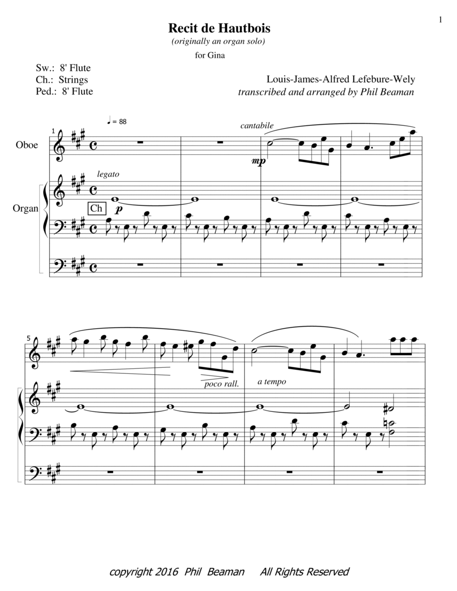 Recit de Hautbois - oboe and organ Woodwind Duet scores gallery preview page 1
