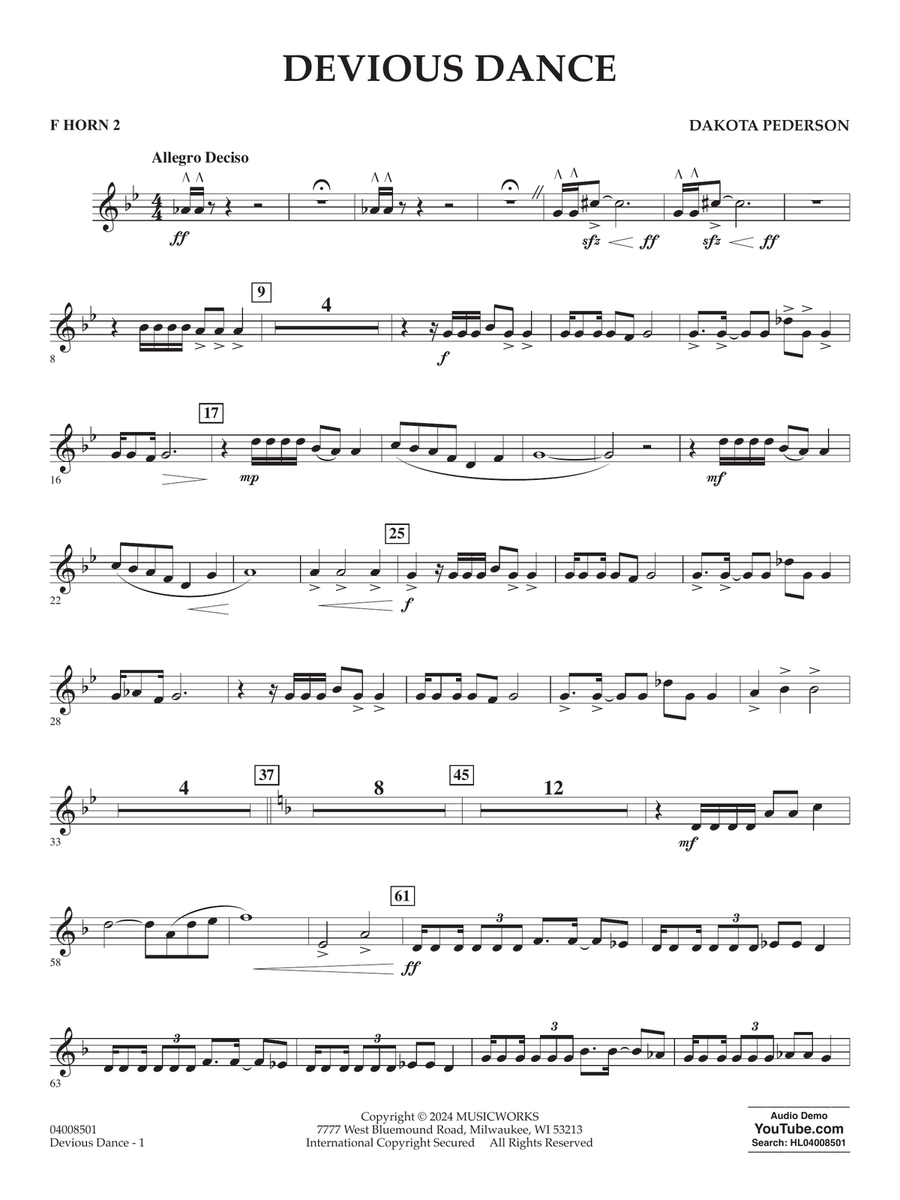 Devious Dance - F Horn 2 Devious Dance - F Horn 2 Concert Band scores gallery preview page 1