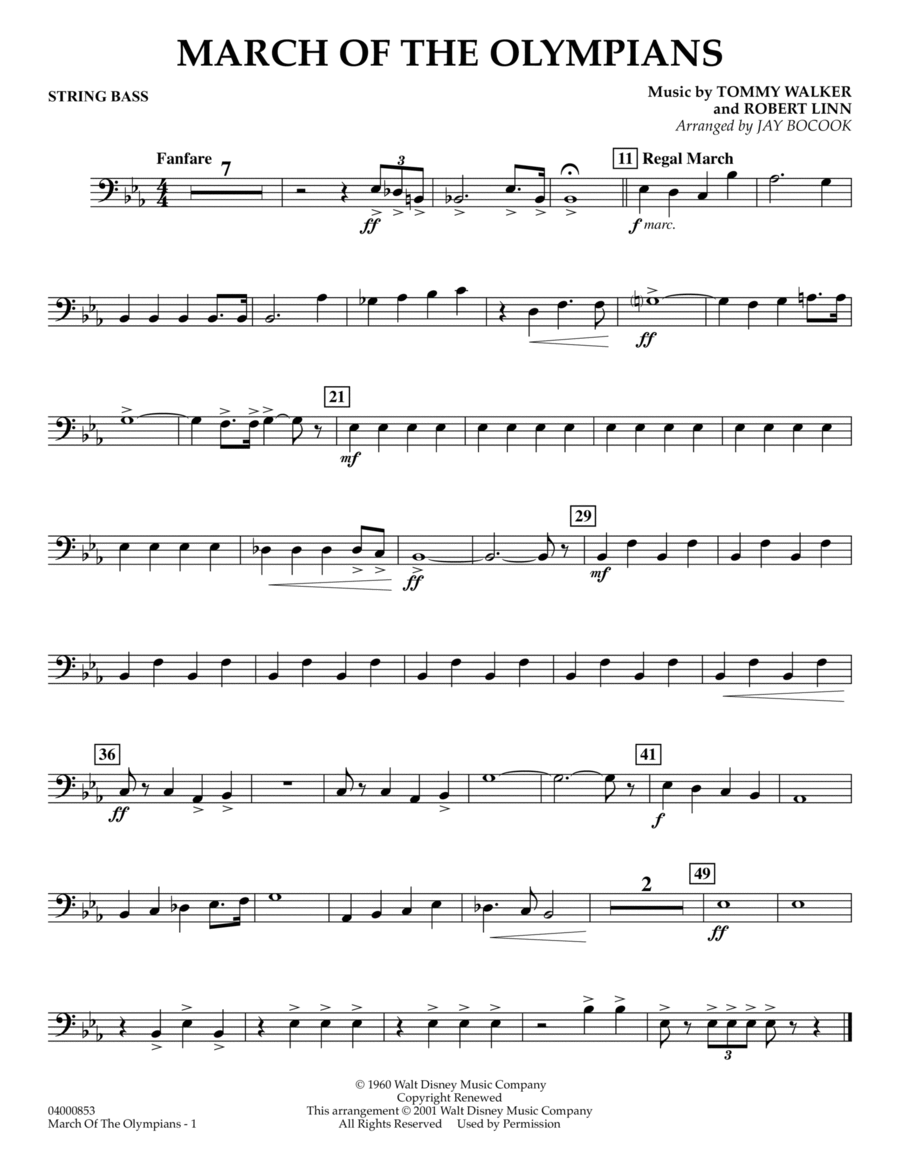 March Of The Olympians - String Bass Double Bass scores gallery preview page 1