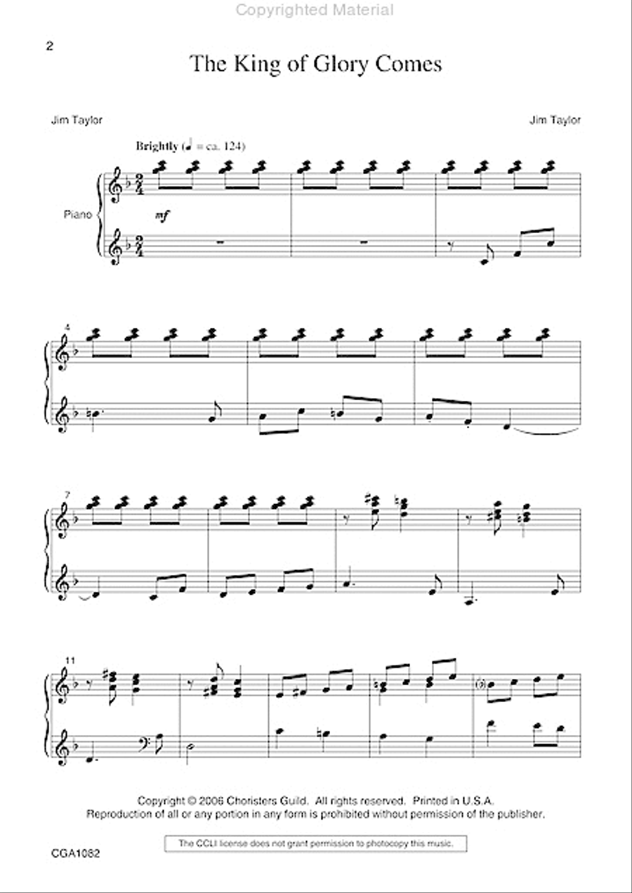 The King of Glory Comes Unison Choir scores gallery preview page 2
