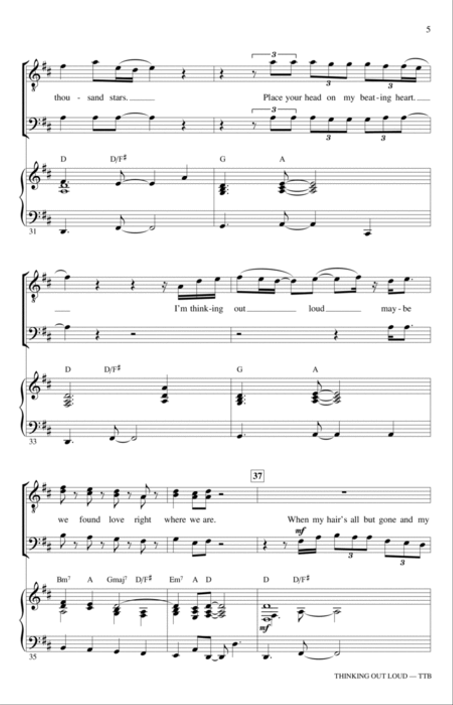 Thinking Out Loud (arr. Ed Lojeski) TTBB scores gallery preview page 5