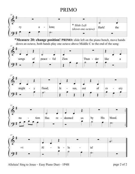 Alleluia! Sing to Jesus (Easy 1 Piano, 4 Hands Duet) image number null