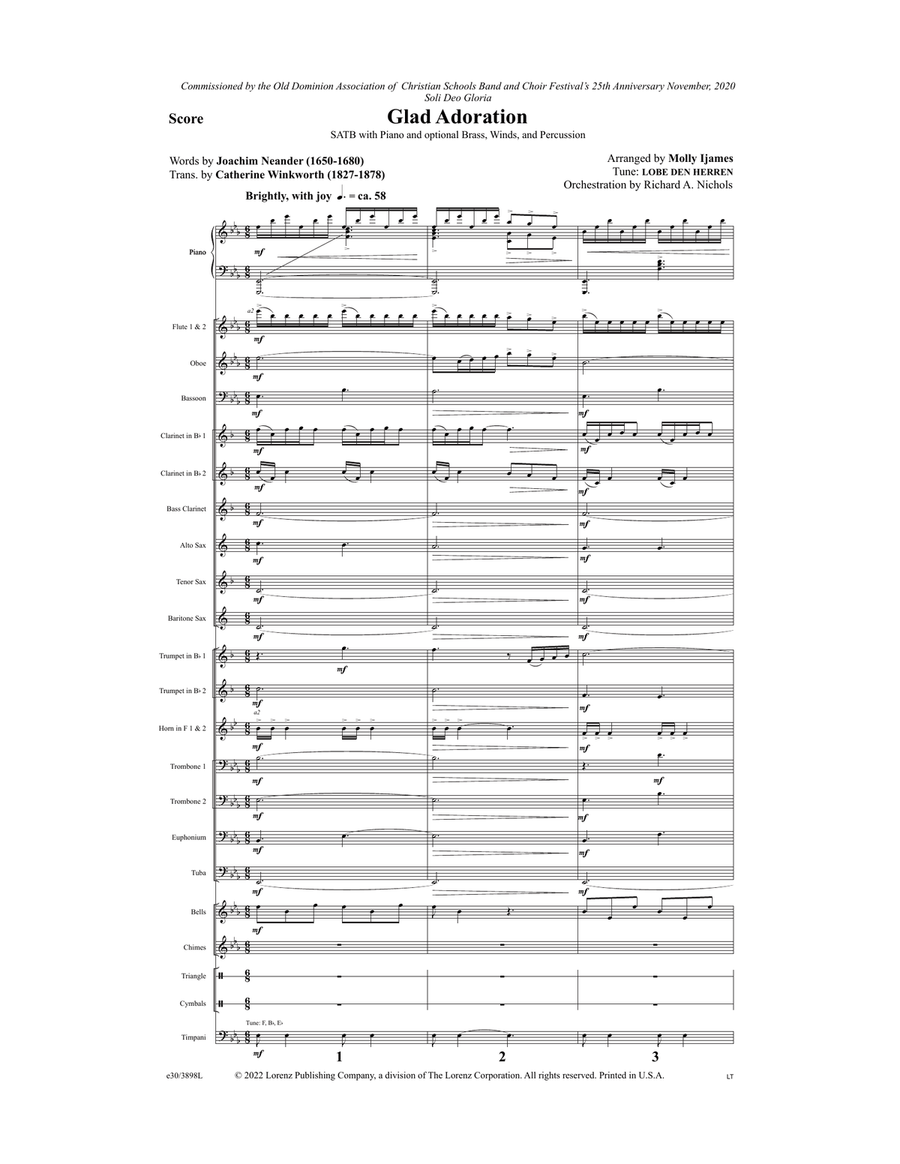 Glad Adoration - Downloadable Brass, Winds, and Percussion Score and Parts 4-Part scores gallery preview page 2