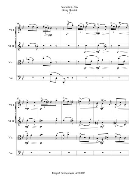 Scarlatti: Sonata K. 546 for String Quartet image number null