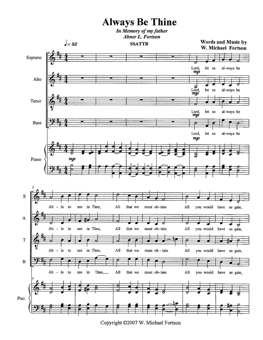 Always Be Thine Choir scores gallery preview page 1